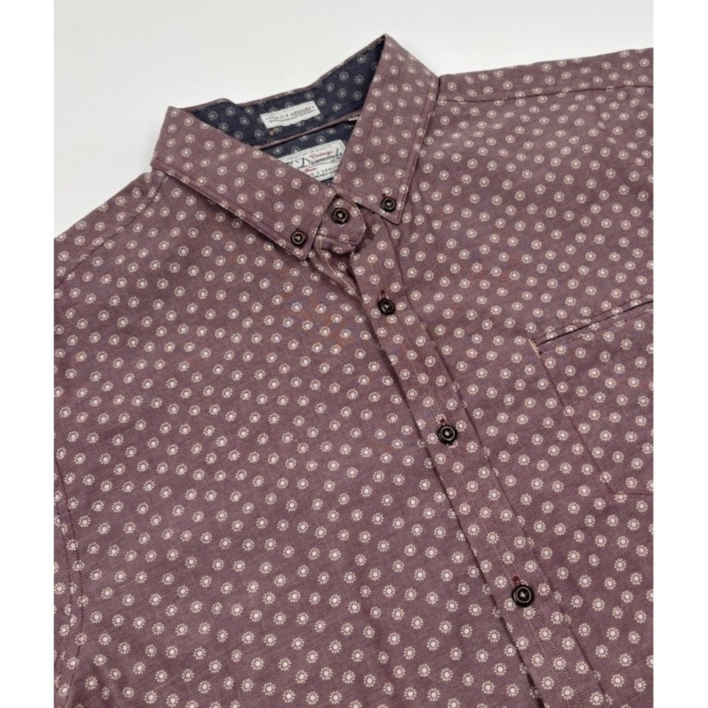 Vintage 7 Diamonds Well‎ Sewn Men's XXL Cotton Red Floral Short Sleeve Shirt